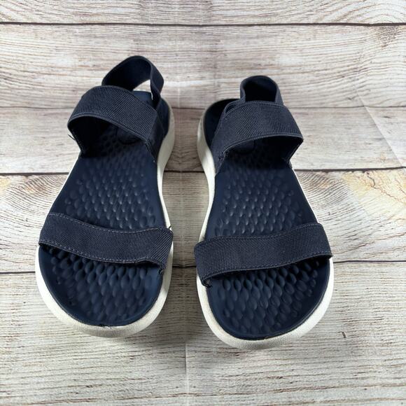 Crocs LiteRide Stretch Womens Size 10 Strap Sandals Navy Blue White - Picture 3 of 15